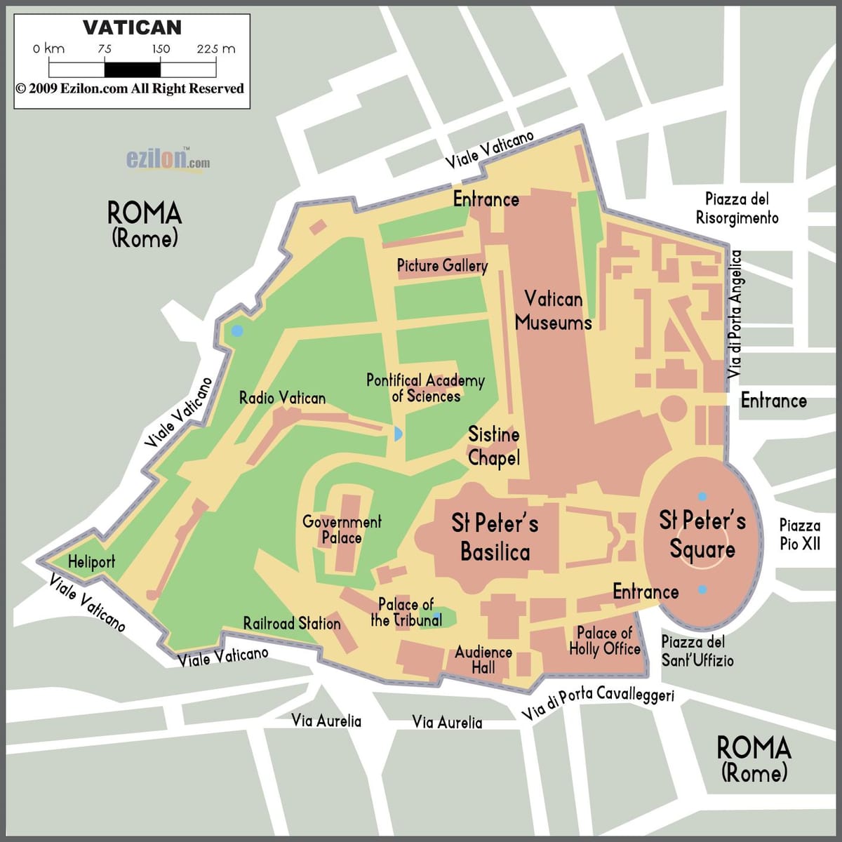 Bản đồ của Vatican lối vào 